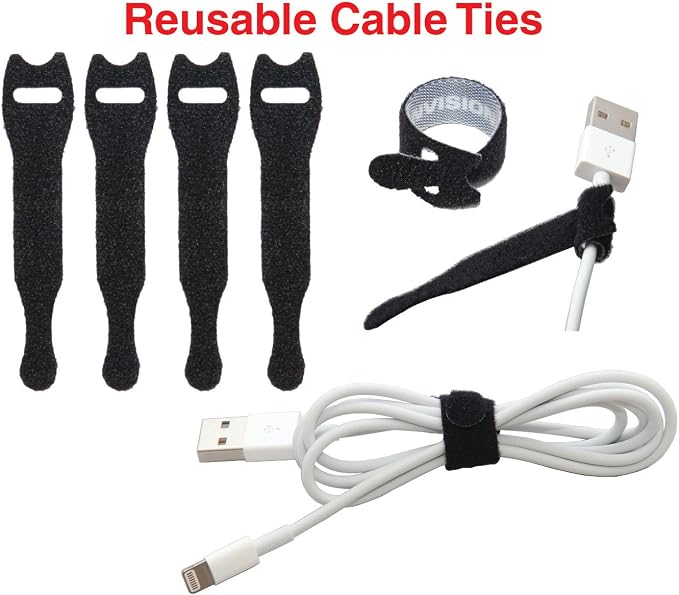 Heaviest Cable Organizer on the Market! Compact and Weighted Desktop Cord Holder and Cable Organizer, Eco-Friendly Silicone, No Bad Smell, Bundled with 4 Reusable Cable Ties! (Black)