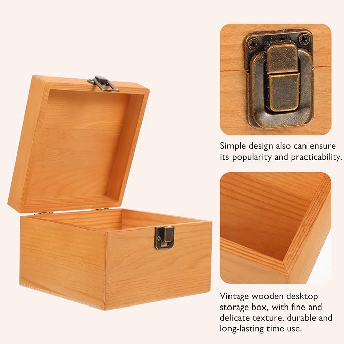 Unomor 1pc Vintage Wooden Storage Box Chic Retro Container for Stylish Organizer for Sundries Material for Home Decor and Special Occasions