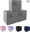 EBIGIC storage bins collapsible storage bins，cube storage organizer （Pack of 3） 10.5*10.5*11inch，For home and office Collapsible Closet Shelf Organizers, Drawer Organizers(Grey)