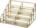 Hipiwe Mirrored Glass Business Card Holder Gold Business Card Display Stand for Desk Multiple Clear Business Card Holder Display for Office Desktop Cards Display Stand for Women Men, 8 Slots