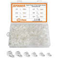 ISPINNER 180pcs Nylon Plastic R-Type Cable Clamps, 1/4" 5/16" 3/8" 1/2" 5/8" 3/4" Clips Fasteners Assortment Kit for Cable Conduit (White)
