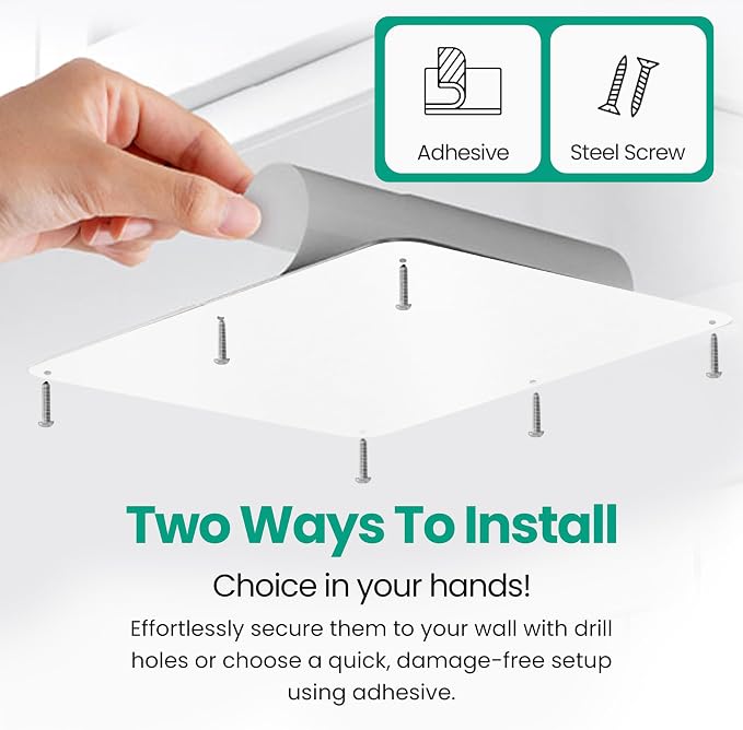 17.5inchX11.5inch Large Stainless Steel Plate for Magnets, 3M Adhesive Back, Mounting Screws, Ideal for Magnetic Shelf, Spice Holders, Colorful Magnets as a Gift. Mount Anywhere! (White, 1 Pack)