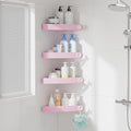 Sotfamily Plastic Shower Caddy Corner (for 90° Only), 4 Pack, Pink | Adhesive Corner Shower Shelves for Bathroom Organizers and Storage, Bathroom Decor, No Drill, Rust Free