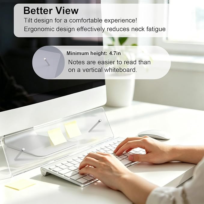 Monitor Memo Board Holder, 35.2x12cm/14x5in Acrylic Office Organization Computer Monitor Memo Board Screen Saver for Home Office Desktop Accessories (Transparent)