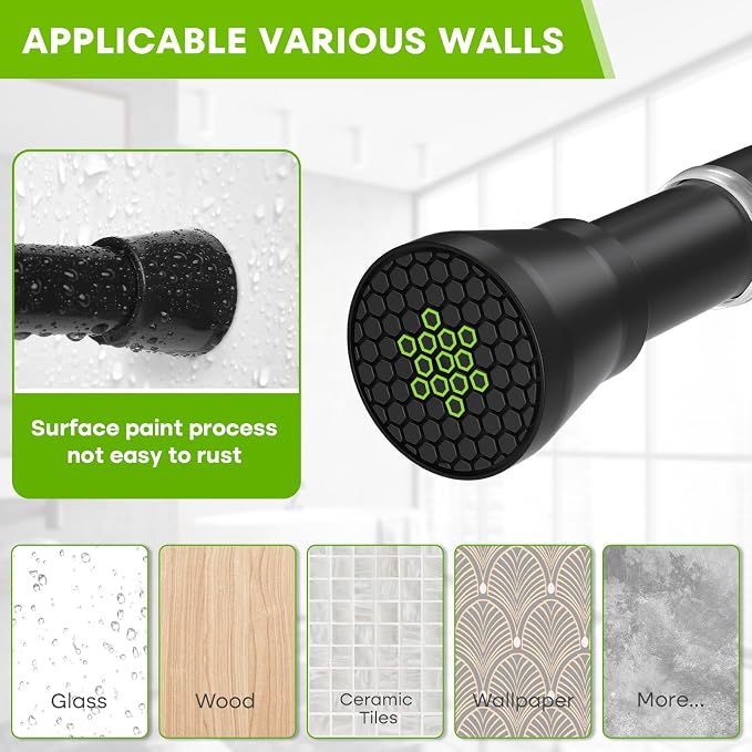 Shower Curtain Rod 30-64 inch 2Pack Shower Adjustable Curtain Rod No Drilling Expandable Spring Pressure Rod Spring Curtain Rods for Bathroom Windows