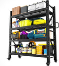 Heavy Duty Garage Shelving Unit with Wheels,Adjustable Rolling Storage Rack | 2500LBS Capacity, Solid Shelves, Adjustable Height, Lockable 360° Wheels, Anti-rust Finish, for Garage Warehouse Industrial