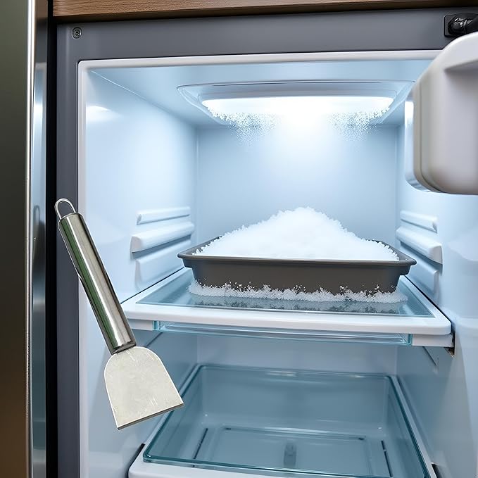 Freezer Scraper, Ice Scraper for Freezer, Steel Shovel, Heavy Duty Kitchen Scraper, Stubborn Dirt Spatula for Range Hood Grease Grime, Oil Fume Removal, Multipurpose Cleaning，Cooking Utensils
