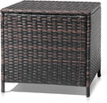 VINGLI 27 Gallon Outdoor Deck Box, Wicker Outdoor Storage Box with Lid, Small Storage Bin Container for Outside and Patio, Patio Rattan Side Table for Yard Porch (Brown, Square)