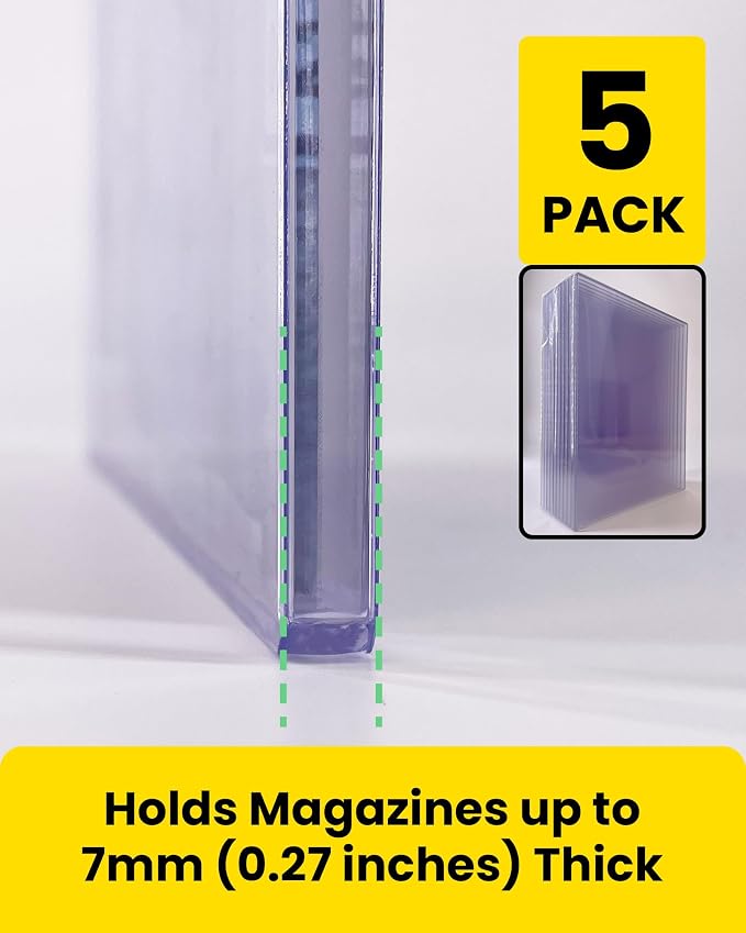 Life Magazine Toploaders 11x14.5 in, 7mm Capacity, 15 Mil 5 Pack | Archival Safe Rigid PVC Hard Magazine Protectors Sheet for Vintage Periodicals, Art Prints, Photo Storage Display, Blue Tint