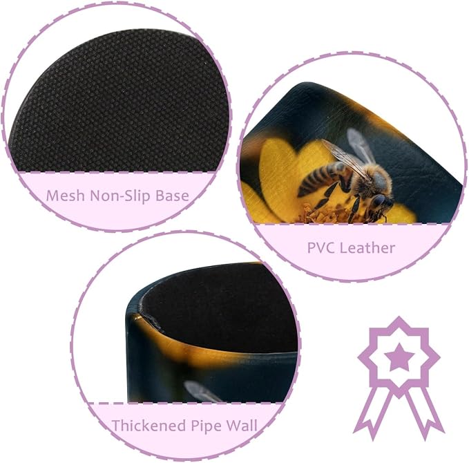 Leather Pen Holder for Desk, Honeybee Pencil Cup Pen Organizer Makeup Brush Holder for Office Home Kids Countertop Desk Accessory Storage