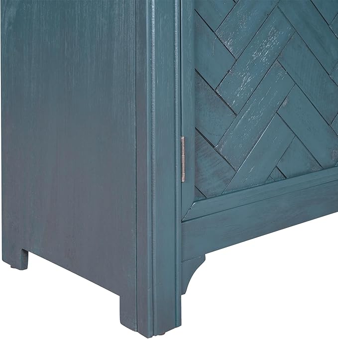 Amposei Wooden Accent Cabinet 40-Inch Vintage Sideboard Coffee Bar 2-Door Entryway Storage Cabinet with Adjustable Shelf for Living Room Entrance, Antique Blue