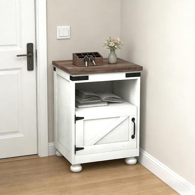 18" Modern Large Storage Case, Multifunctional Cabinet with Stable Structure, Versatile Organizer with Open Shelf for Living Room, Brown,White