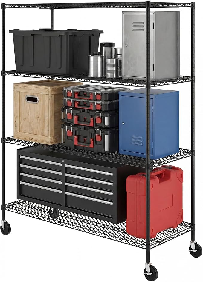 SafeRacks NSF 4-Tier Heavy Duty Steel Wire Rack w/Wheels (24"x60"x72")