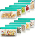 10 Pack Reusable Silicone Food Storage Bags - Leakproof Freezer Bags for Sandwich & Snack - BPA Free, Dishwasher Safe Eco-friendly Lunch Bags for Marinating Meat, Fruit, Travel | 8.6"W × 5.3"H