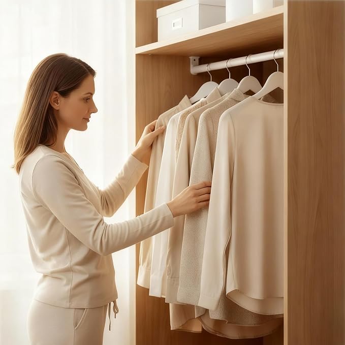 EKETE Oval Closet Rod for Hanging Clothes,18 to 63 Inch Adjustable Closet Rods white Metal Closet Rods,Heavy Duty Closet Hanging Rod Expandable for Closet, Wardrobes, Bathroom, Laundry