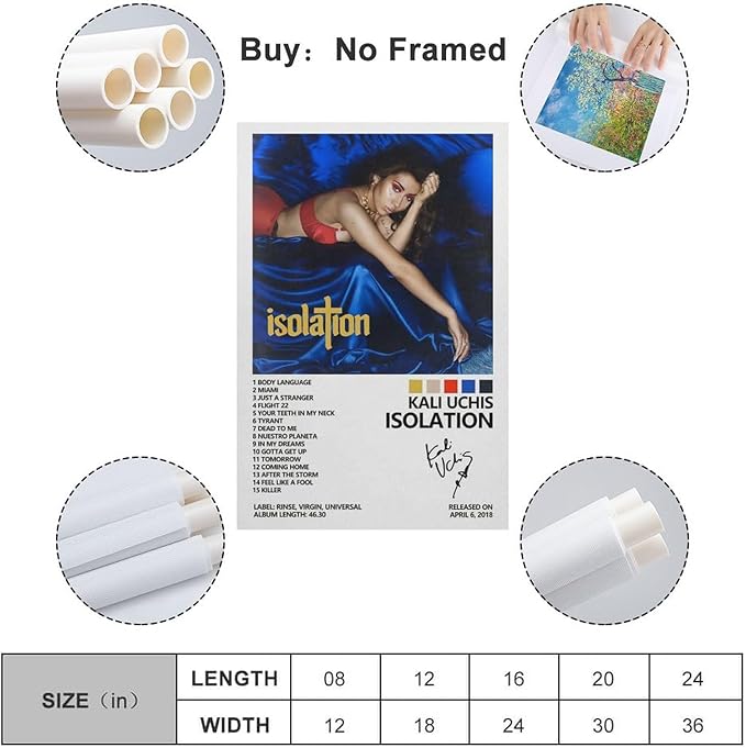Kali Uchis Poster Indie Music Album Cover Art Wall Canvas Picture Suitable for Modern Office Bedroom Living Room Room Decor Gift 08x12inch(20x30cm) Unframe-style