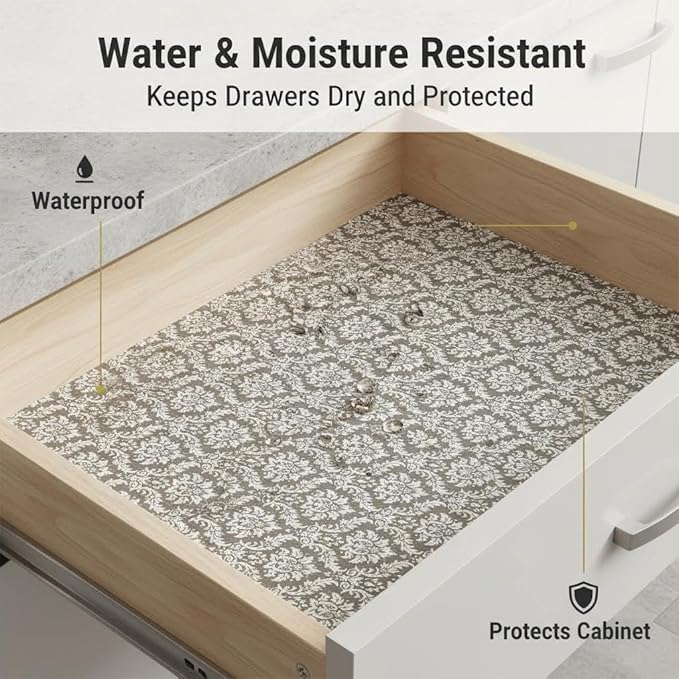 Coavas Shelf and Drawer Liner, Non Slip Extra Grip Non Adhesive Waterproof Thickened Cabinet Mat, Easy Cut for Kitchen Pantry Bathroom Dresser Cupboard (Beige Cream, 12IN x 10FT)