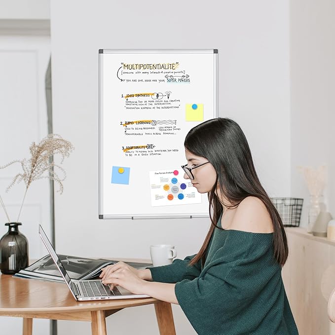 WALGLASS 2 Pack White Board, 36" x 24" Double-Sided Dry Erase White Board for Wall, Hanging Mounted Whiteboard, Horizontal or Vertical Silver Aluminium Frame for Home, School, Office, Kitchen