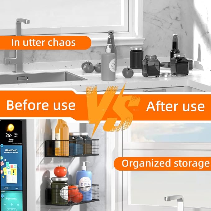 2Pack Magnetic Basket Organizer Holder for Fridge Magnetic Storage Bin Box Containers for Refrigerator Whiteboard Classroom