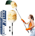 Extendable Lambswool Duster, Up to 82 in, Aluminum Handle | Single duster, Up to 82 in reach, Natural lambswool head, Aluminum handle, Reusable for ceilings, fans and furniture