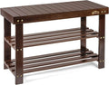 Homemaid Living Bamboo 3 Tier Shoe Rack Bench, Premium Shoe Organizer or Entryway Bench, Perfect for Shoe Cubby, Entry Bench, Bathroom Bench, Entryway Organizer, Hallway or Living Room(Brown)