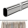 Oval Closet Rod 18-40 Inch Adjustable Closet Rods for Hanging Clothes Heavy Duty Silver Poles Bar with End Supports Rust Proof Wardrobe Rod for Laundry Room RV