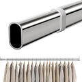 Oval Closet Rod 18-100 Inch Adjustable Closet Rods for Hanging Clothes Heavy Duty Silver Poles Bar with End Supports Rust Proof Wardrobe Rod for Laundry Room RV