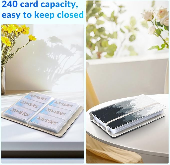 Pu leather business card organizer， 240 Capacity business card holder organizer，Credit card holder for women and men