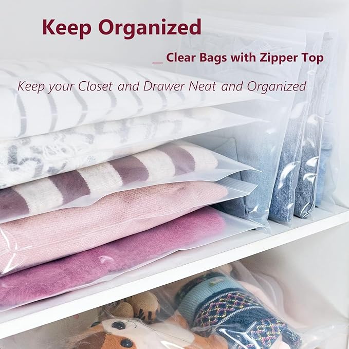 Extra Large Plastic Bags With Zipper Top, 24x32in,3-Mil Thick,5 Pack,Storage Bags for Clothes,Travel, Moving, Reusable,Heavy-Duty,BPA-Free, Clear Plastic