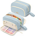 SUNEE Large Pencil Case, Big Capacity Pen Pouch with 3 Compartments, Kawaii Cute Pencil Bag with Zipper, High Storage Stationery Holder and Organizer, School Supplies for Teen and Adult Girls, Blue