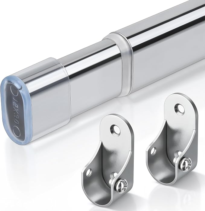 Adjustable Oval Closet Rod, 18-31 Inch,90 Lbs Heavy Duty (Chrome)