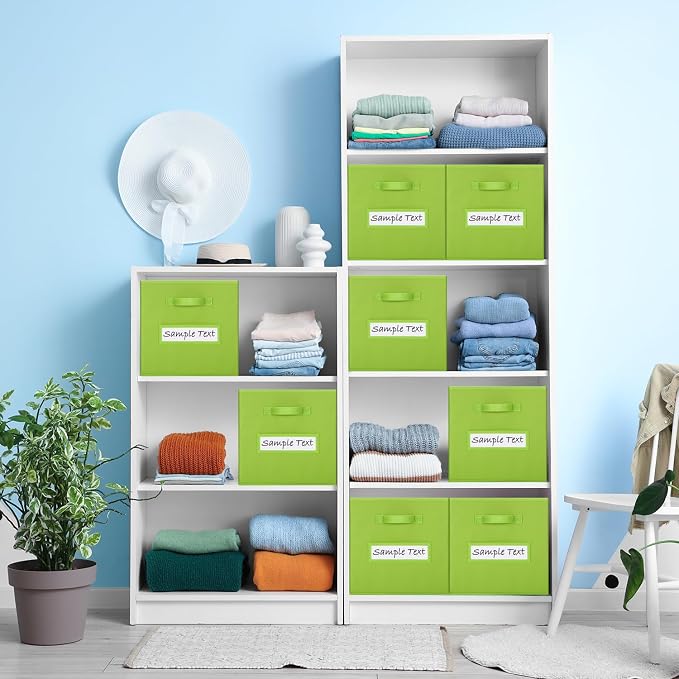 Fabric storage cubes (8 Pack) 11 Inch Cube Storage Bin, cube organizer bins with 8 Labels Window Cards & a Pen, Foldable cube organizer bins and Storage Box, lime green