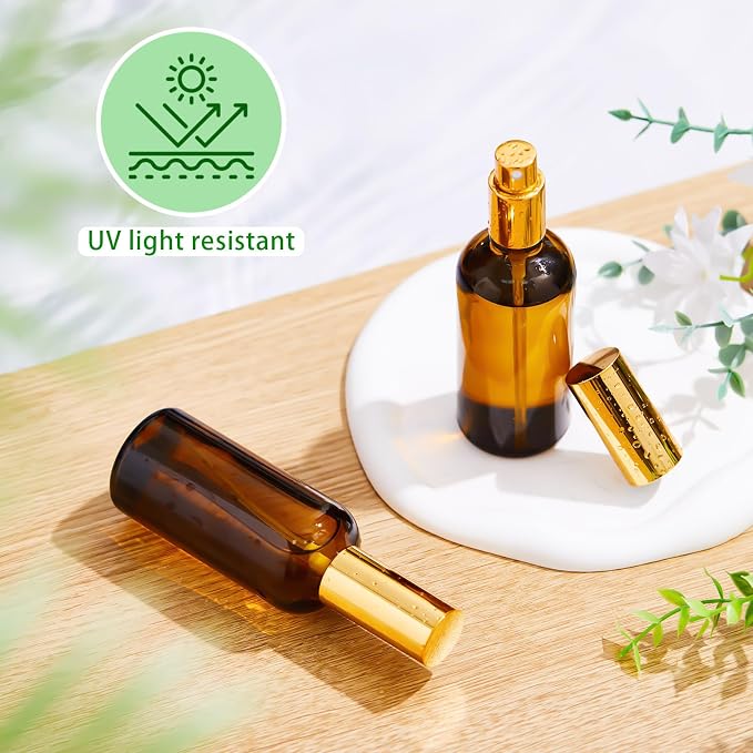 Tessco for you 20 Pcs 30/60/100 ml Glass Spray Bottles Frosted Empty Perfume Bottle Atomizer Refillable Clear Bottle with Fine Mist Sprayer Pump for Room Face Travel Business (Amber,3.4 oz)