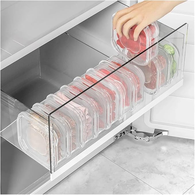 Food Storage Container Fresh Frozen Meat Preservation Box Refrigerator Food Retain Freshness Transparent Storage Jar Home Kitchen Vegetable Storage Organizer(Clear-350ml,1-Tier_1PCS)