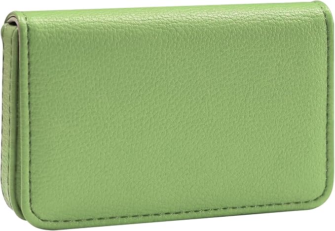 Business Card Holder，PU Leather Business Card Case Color Printing Pattern Card Holder Wallet，Pockets Magnetic Credit Card Holders for Men and Women - Banana Green