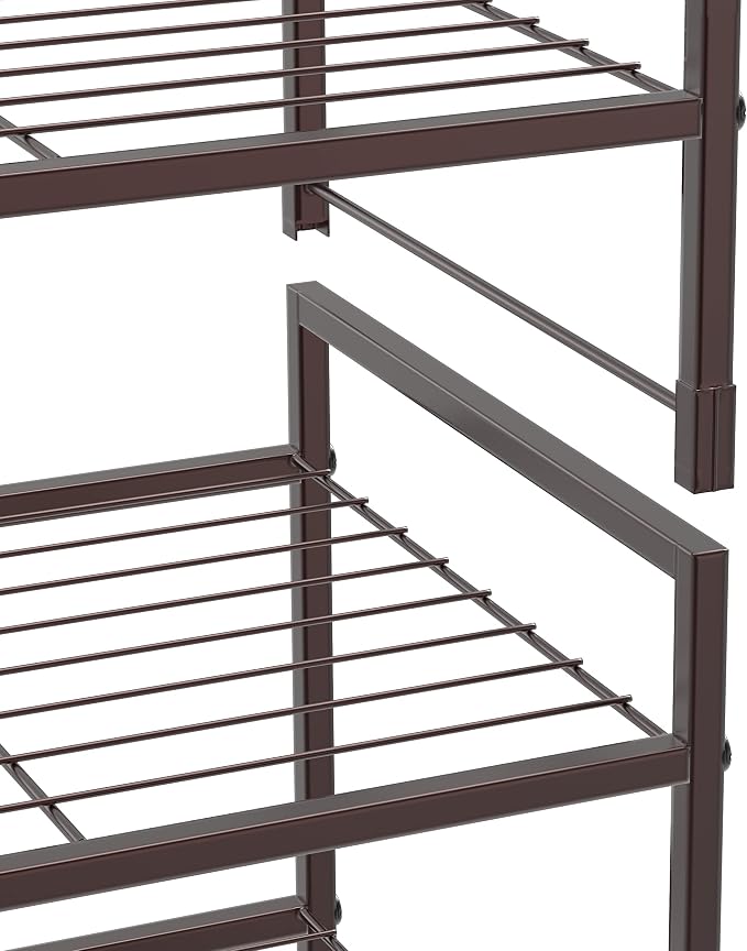Simple Houseware 3-Tier Stackable Shoes Rack Storage Shelf, Bronze