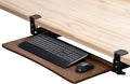 D'vine Dev Keyboard Tray Under Desk with Wrist Rest, Bamboo Wood Keyboard Drawer with Full Size Keyboard and Mouse Pad, Walnut Color, KBTY-2