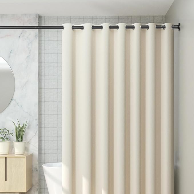 CorkLatta Black Shower Curtain Rod 31 to 92 Inch,1 Inch Diameter Adjustable Spring Tension Stainless Steel Telescoping Rod,Easy Install,No Rust | 1 Inch Diameter Heavy Duty Adjustable Spring Tension Stainless Steel Telescoping Rod