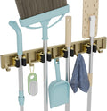 reliahom Broom Holder Wall Mount Mop Hanger Tools organizer 4Racks 5Hooks | Adjustable Mop Broom Wall Hanging Heavy duty Tools Storage Rack Space-saving for Garage,Kitchen,Laundry Room,Garden, Bronze