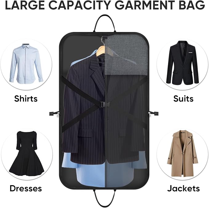 BALEINE Travel Garment Bag, Travel Suit Bag for Men, Water Resistant Carry on Garment Bag for Hanging Clothes, Garment Duffel Bag for Travel Business (Grey, 42")