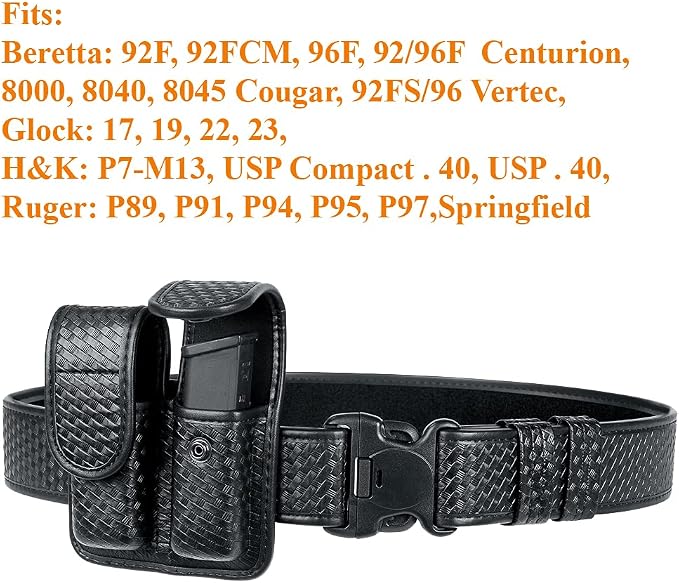Molded Double Mag Pouch Holster with Double and Single Stack Magazines .380, 9mm & 40 Cal for S&W M&P Ruger Glock Walther H&K