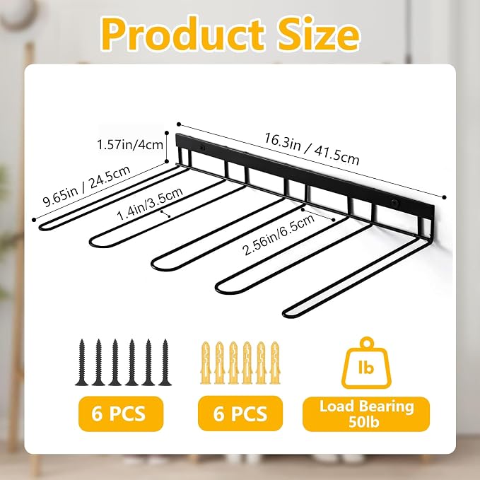 Boot Rack - 4 Pair Wader Hangers Wall Mount Boot Organizer for Tall Boots, Heavy Duty Boot Hangers Holder Sturdy Metal Wall Mounted Shoe Rack for Garage Mudroom Closet Entryway Black 2 Pack