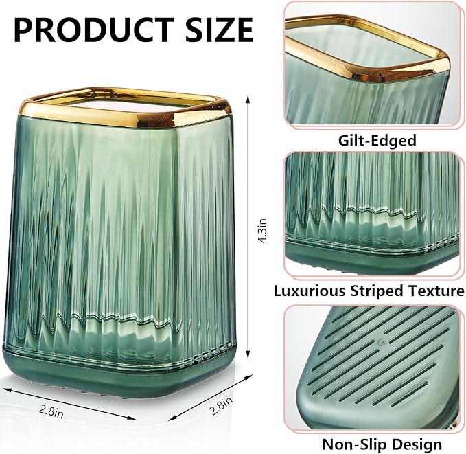 Green Plastic Pen Holder for Desk, Pencil Organizer Cup for Desk & Office | Pencil Holder,Makeup Brush Cup and Pen Cup Pencil Caddy for Home, Art Supplies and Desktop Organization