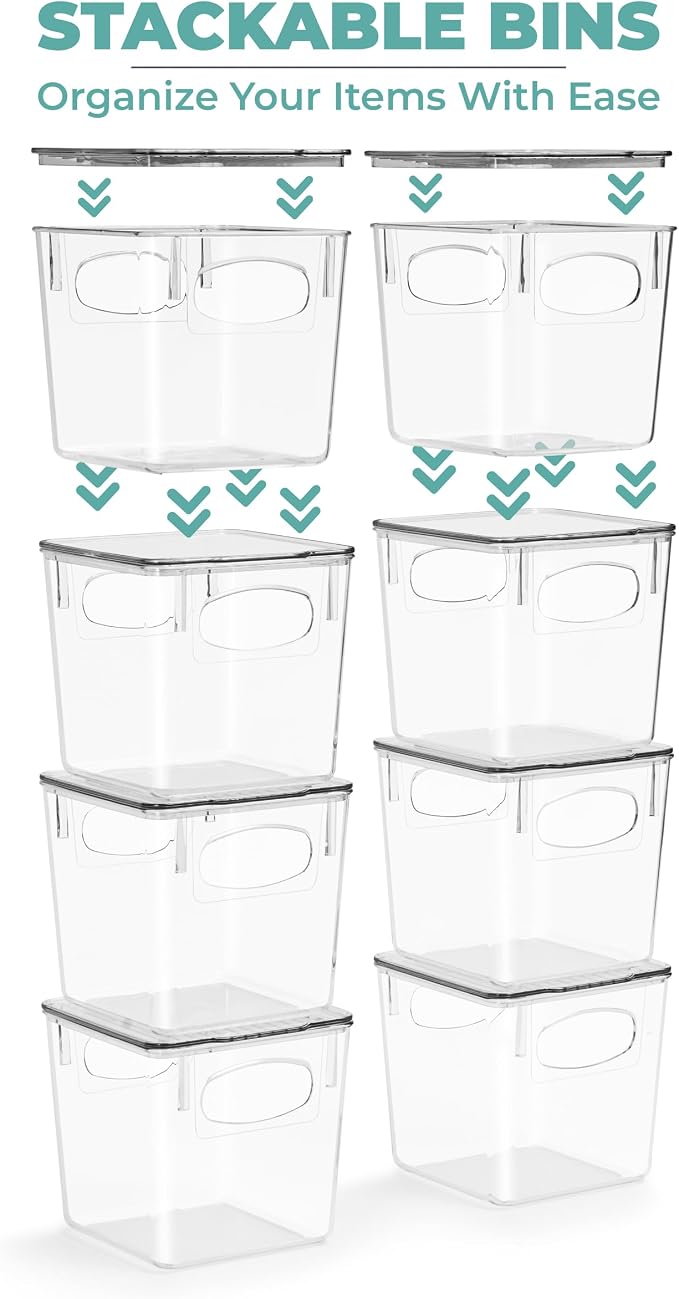 Sorbus Small Clear Plastic Storage Bins With Lids - Stackable Organizer For Toys, Clothes, Medicine, Makeup, Closet, Art Supplies, Bathroom, Shoes (4 Pack)
