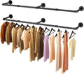 Wall Mounted Clothes Rack 60in, Industrial Pipe Clothing Racks Wall Mount, Heavy Duty Detachable Iron Garment Bar, Saving Space, Multi-Purpose Hanging Rod for Bedroom, Laundry Room, 2 Packs