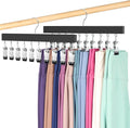 Legging Organizer for Closet, Pants Hangers with Clips Holds 20 Leggings, Jeans, Hats, Shorts, Socks, 360° Rotating Space Saving Hanging Lightweight Garment Hanger Storage 2Pcs