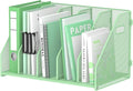 SUPEASY Binder Organizer, Magazine File Holder with 5 Vertical Compartments Rack, Metal Desk File Organizer & Binder Holders, Magazine Organizers for Office Desktop, Home, School (Green)
