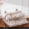 Lolalet Acrylic Bracelet Organizer Box -with Drawer | Clear Jewelry Display Holder for Bracelets, Bangles & Watches, Great Gift for Women on Birthdays, Valentine's Day