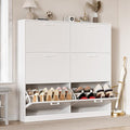 Shoe Cabinet with 6 Flip Drawers, Narrow Freestanding Shoe Organizer, Hidden Slim Shoe Storage Cabinet for Entryway, Hallway, Living Room, White