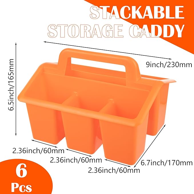 WRVCSS 6Pack Classroom caddy, assorted color for Classrooms, Kids Room, and Office Organization,9"(L) x6.7(W) x6.5(H),4 compartments
